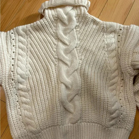 IRO PARIS NWT Yris Ecru Chunky Cable Knit Turtleneck Sweater Wool S - Picture 11 of 15